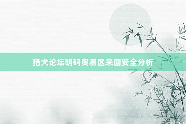 猎犬论坛明码贸易区来回安全分析
